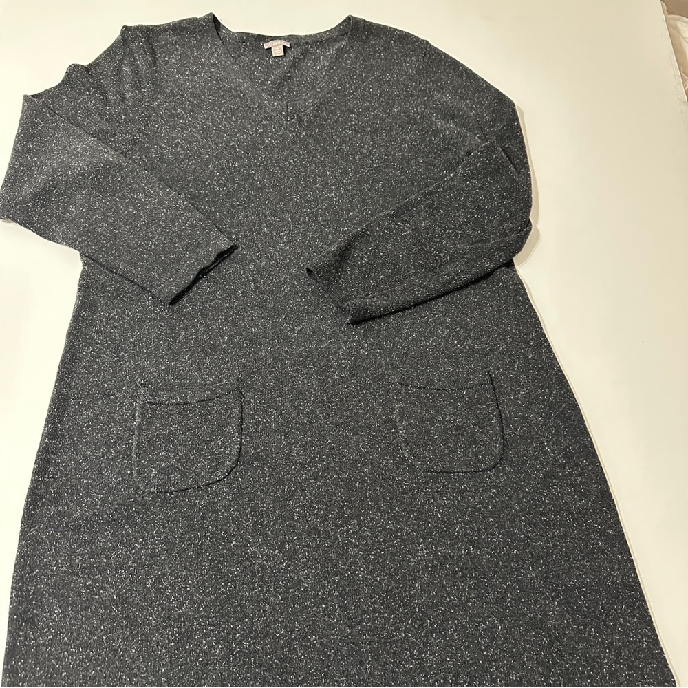 J. Jill Charcoal Grey Marled Silk & Cotton Knit Boho Sweater Dress  XL - Picture 5 of 9